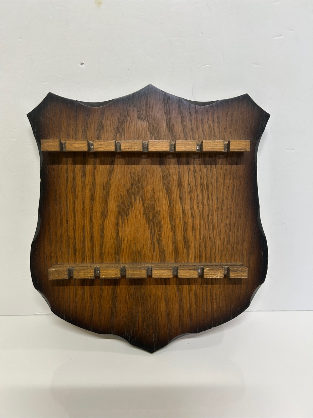 Vintage Wooden Shield Souvenir Spoon Display Rack Holds 14